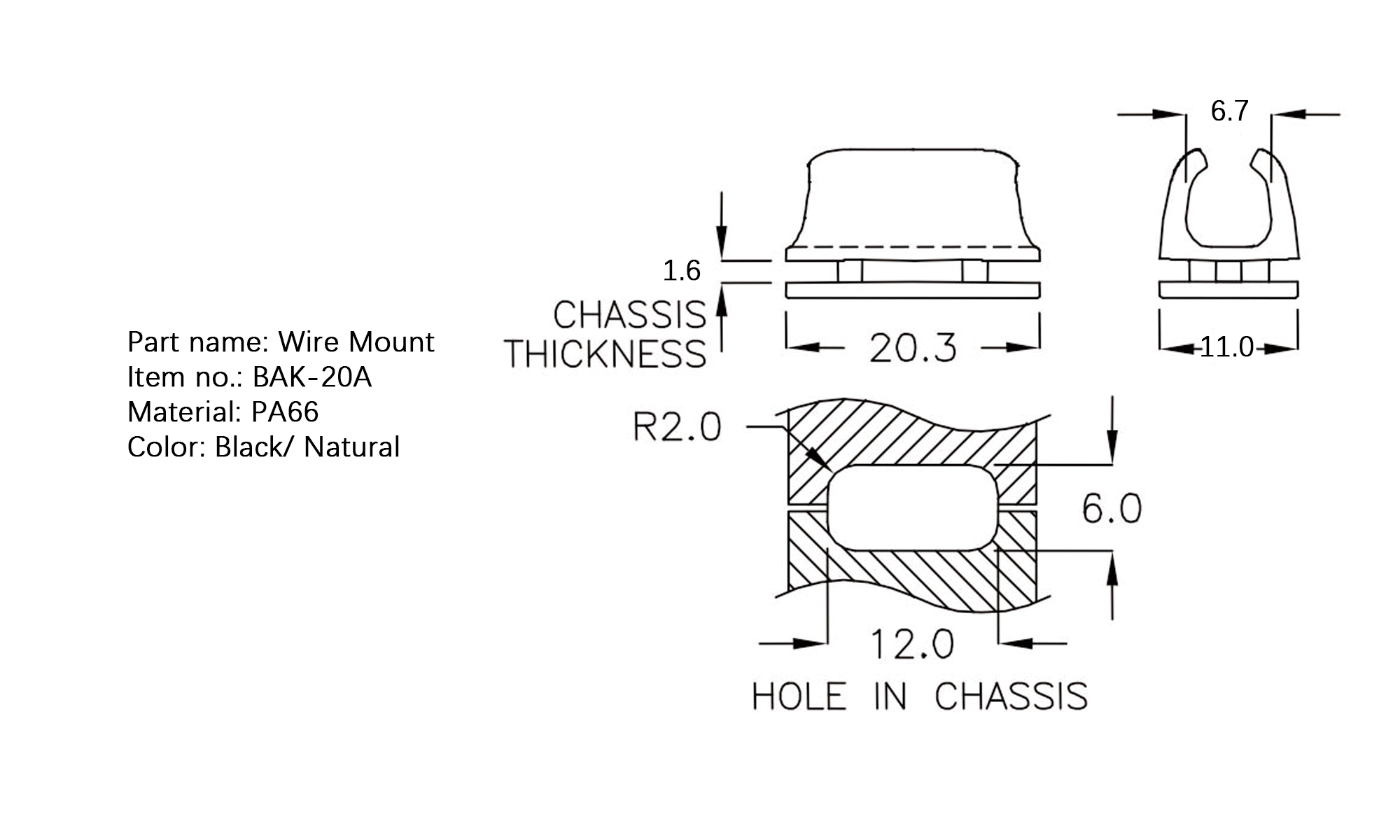 Plastic Wire Mount BAK-20A